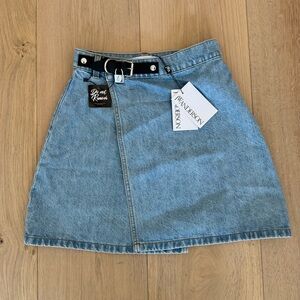 JW Anderson Padlock Light Blue Denim Mini Skirt.